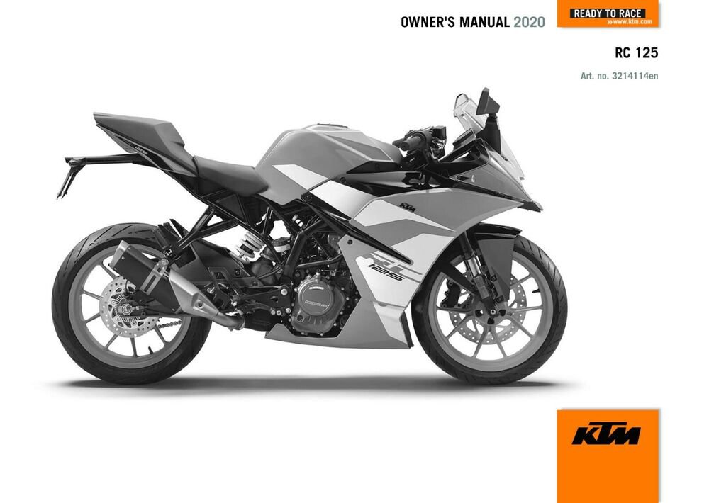 KTM Owners Manual ebook Guide 2020 RC 125 EU