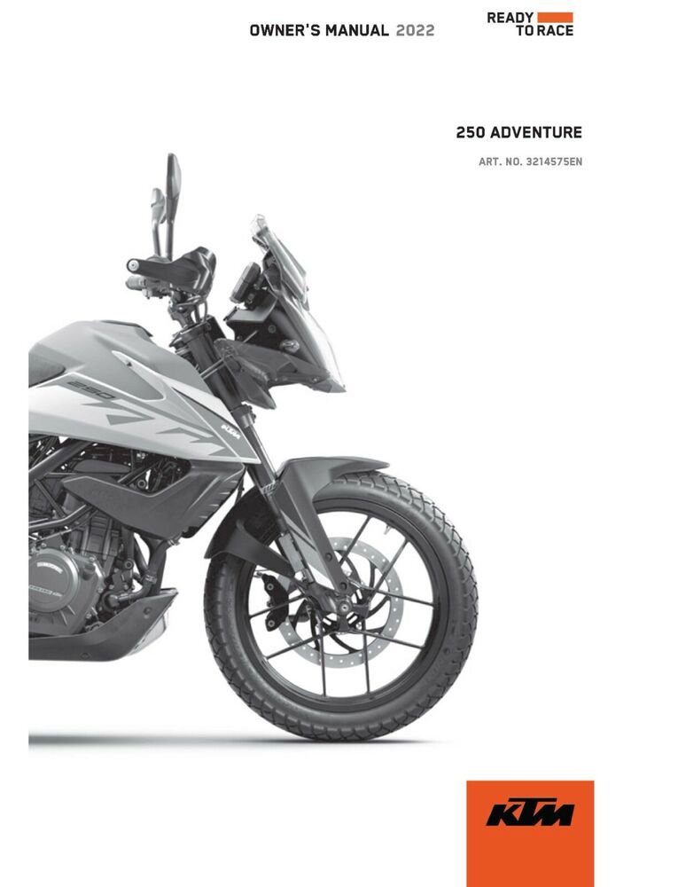 KTM Owners Manual ebook Guide 2022 250 ADVENTURE CO, PH
