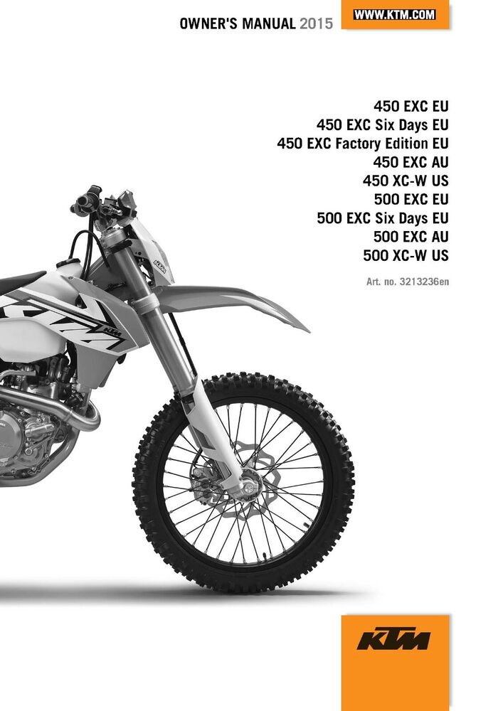 KTM Owners Manual ebook Guide 2015 450 EXC EU
