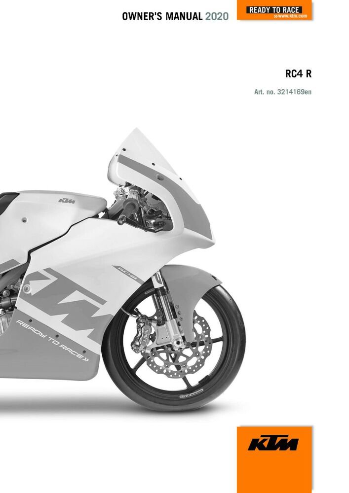 KTM Owners Manual ebook Guide 2020 RC4 R