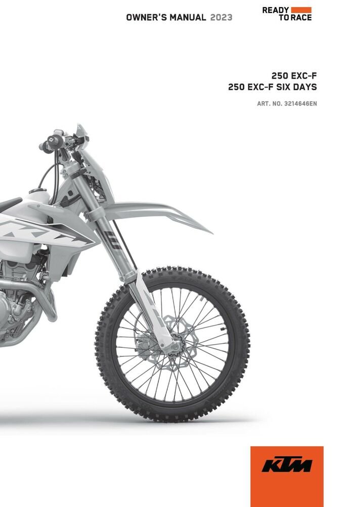 KTM Owners Manual ebook Guide 2023 250 EXC?F EU & 2023 250 EXC?F BR
