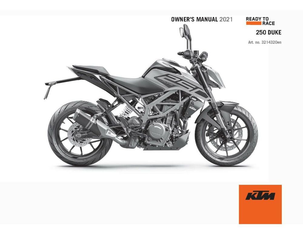 KTM Owners Manual ebook Guide 2021 250 Duke