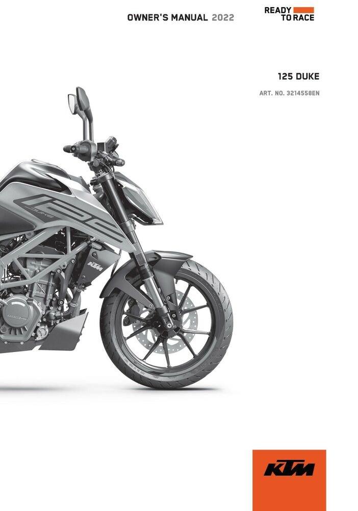 KTM Owners Manual ebook Guide 2022 125 DUKE EU, JP, UK