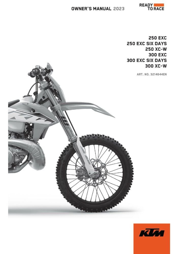 KTM Owners Manual ebook Guide 2023 250 EXC EU & 2023 250 EXC SIX DAYS EU