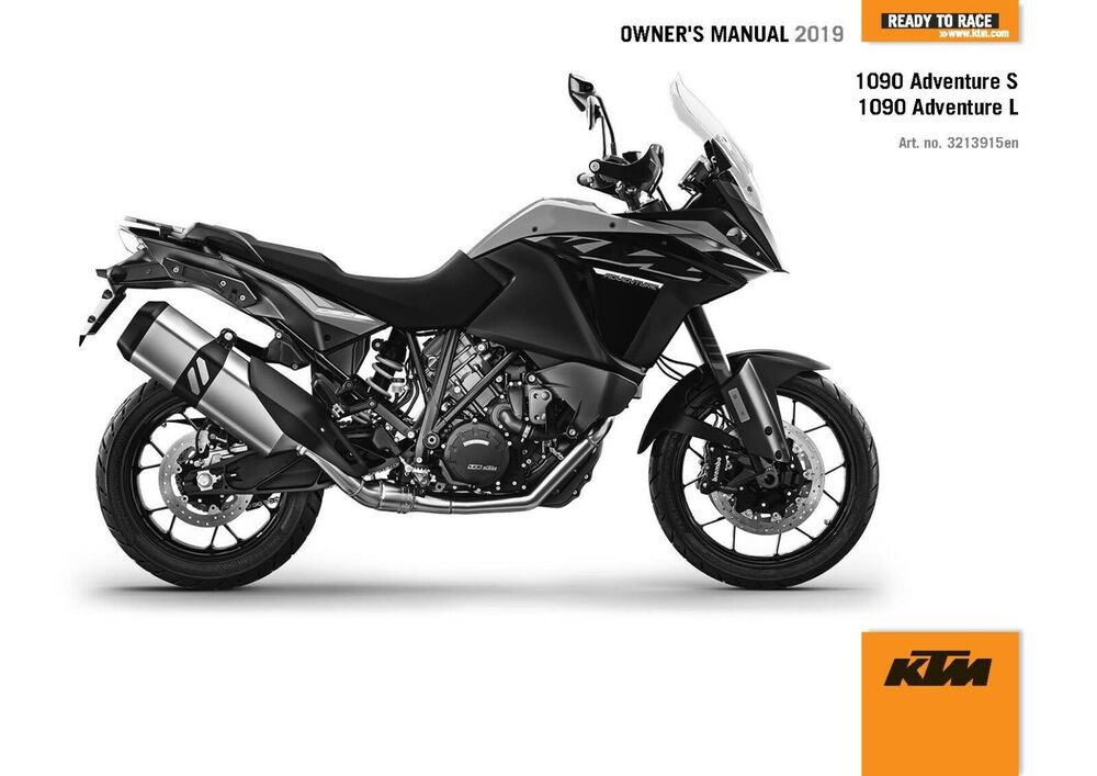 KTM Owners Manual ebook Guide 2019 1090 Adventure S EU & 2019 1090 Adventure L EU