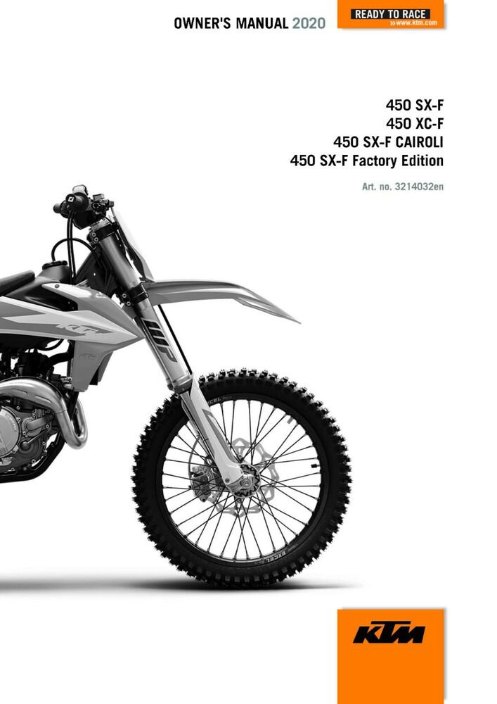 KTM Owners Manual ebook 2020 450 SX?F CAIROLI & 2020 450 SX?F Factory Edition