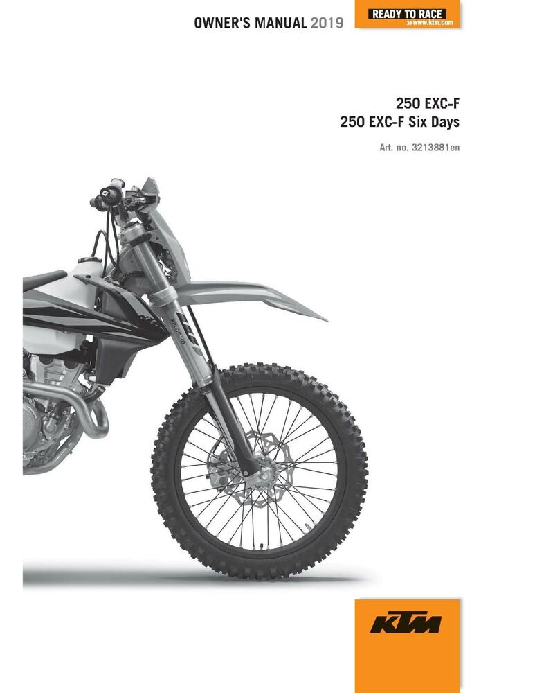 KTM Owners Manual ebook Guide 2019 250 EXC-F Six Days EU