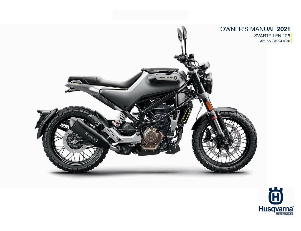 Husqvarna Owners Manual ebook Guide 2021 125 Svartpilen