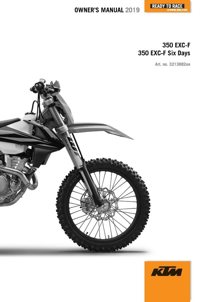 KTM Owners Manual ebook Guide 2019 350 EXC?F EU, AU & BR