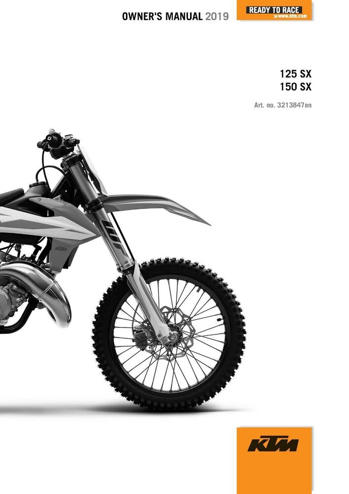 KTM Owners Manual ebook Guide 2019 125 SX & 2019 150 SX