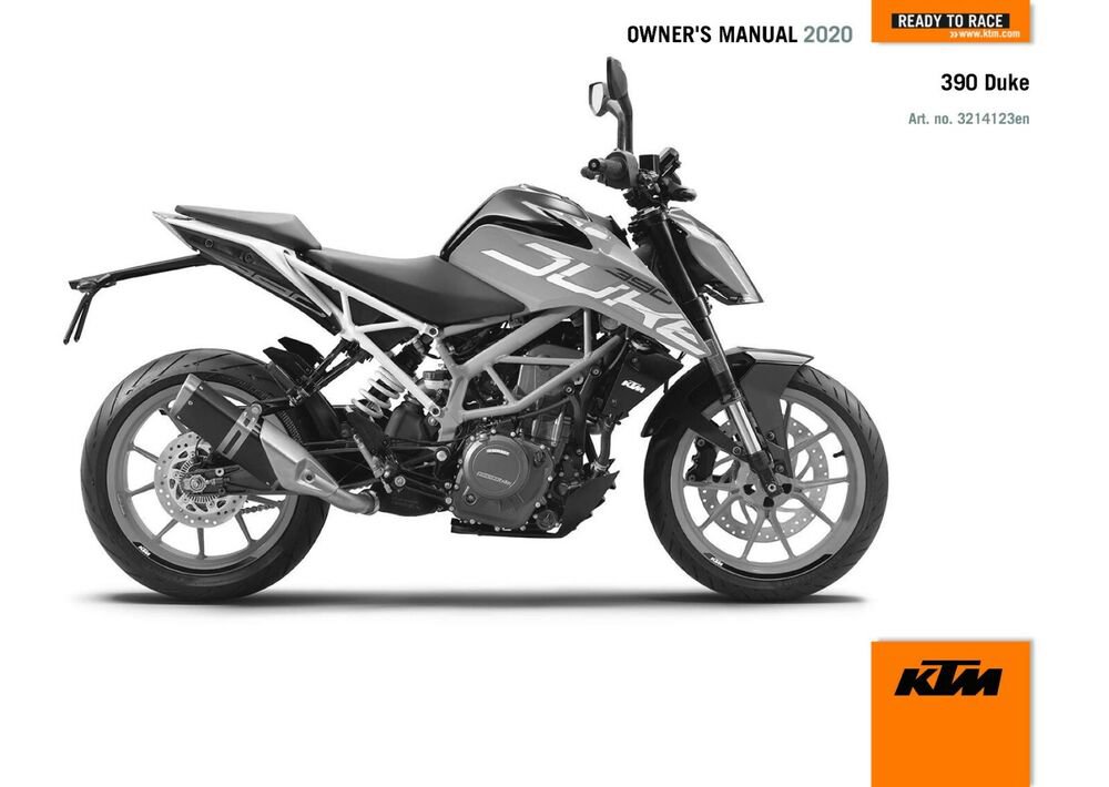 KTM Owners Manual ebook Guide 2020 390 Duke US model