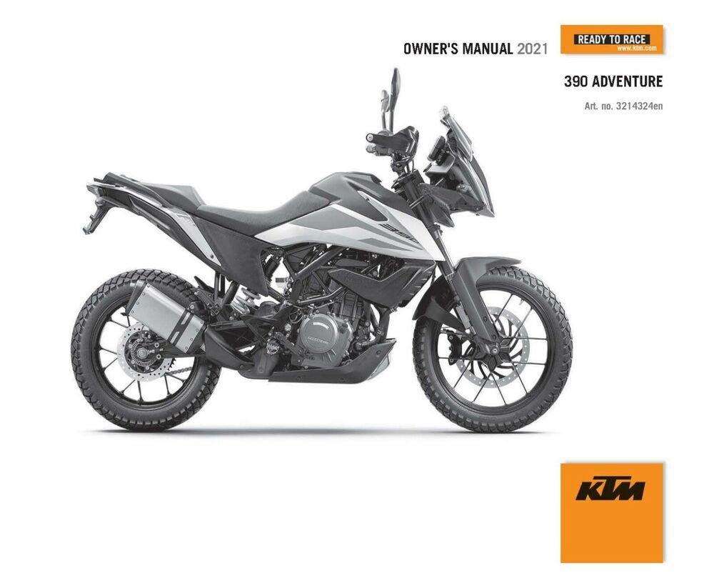 KTM Owners Manual ebook Guide 2021 390 Adventure For Countries AU, PH, TH & JP