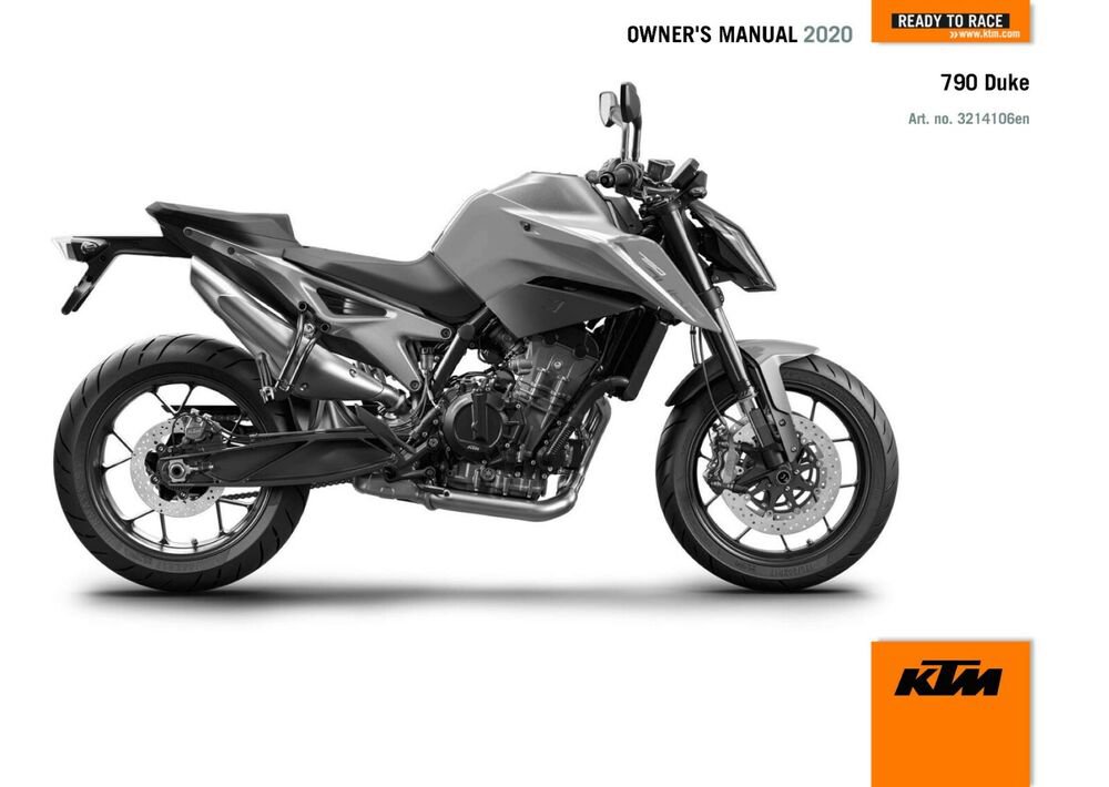 KTM Owners Manual ebook Guide 2020 790 Duke EU, ASEAN, CN, CKD CN & PH