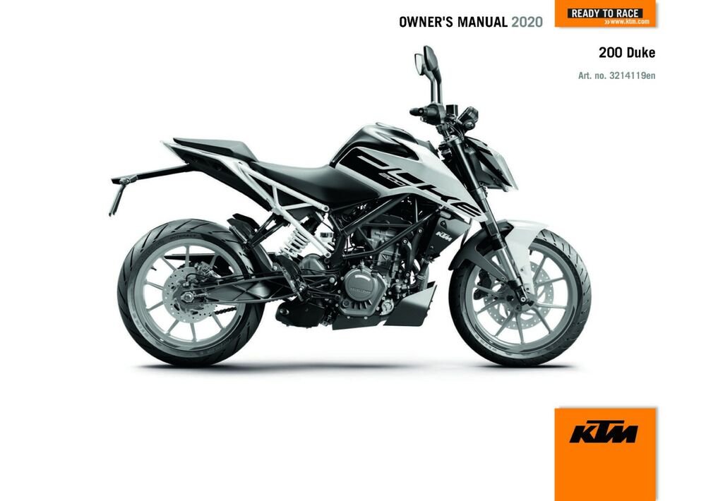 KTM Owners Manual ebook Guide 2020 200 Duke Countries EU/BR/CO/AR/PH<wbr/>/TH/ASEA/MY
