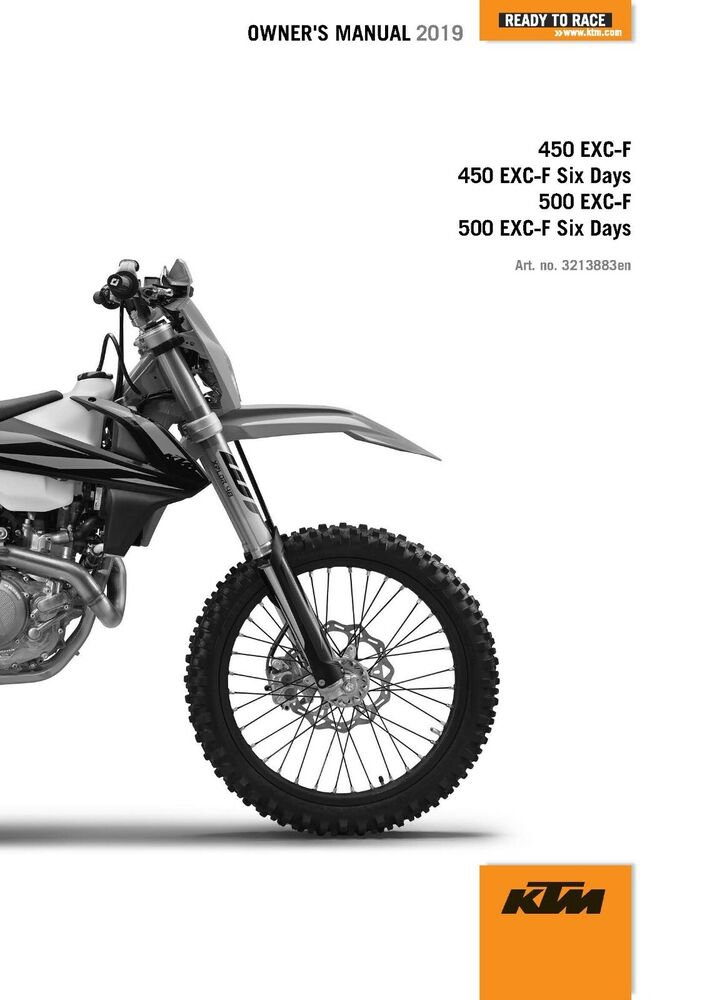 KTM Owners Manual ebook Guide 2019 450 EXC?F Six Days EU