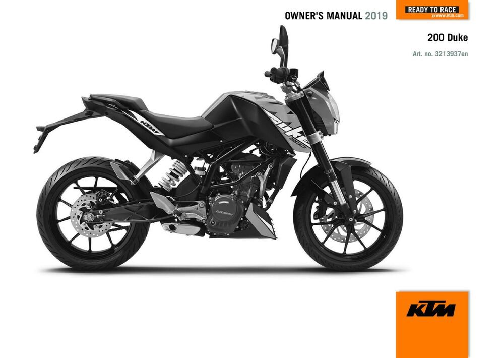 KTM Owners Manual ebook Guide 2019 200 Duke For Countries B.D. CO, MY, PH & TH