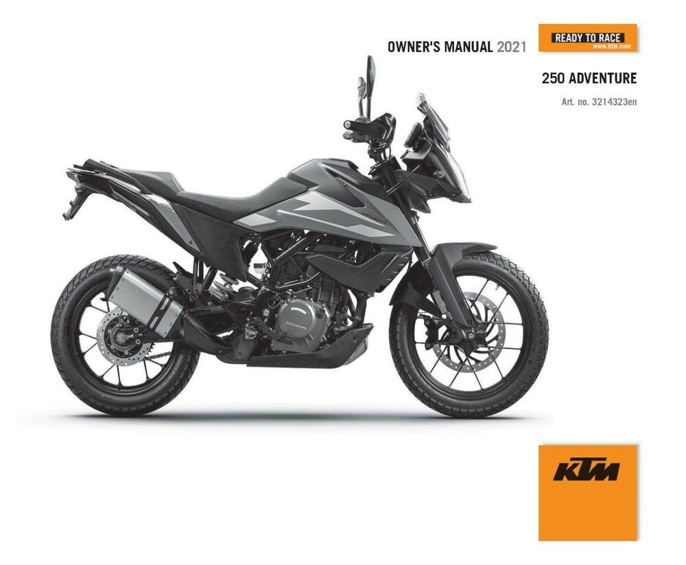 KTM Owners Manual ebook Guide 2021 250 Adventure For Countries: EU, B.D. EU & JP