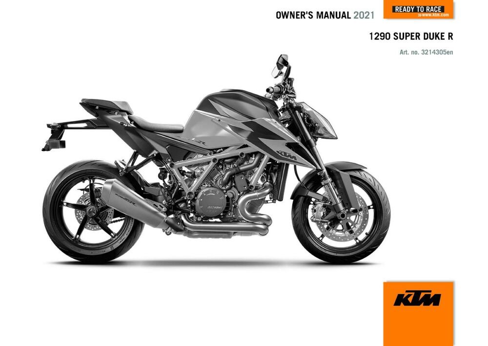 KTM Owners Manual ebook Guide 2021 1290 SUPER DUKE R US Model