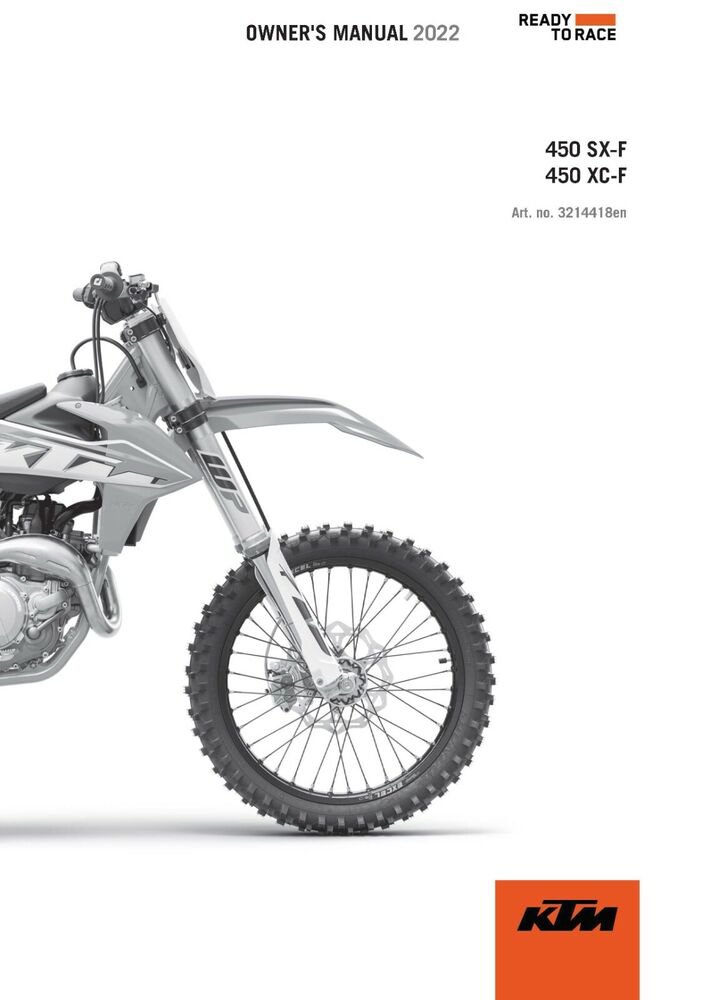 KTM Owners Manual ebook Guide 2022 450 SX-F & 2022 450 XC-F