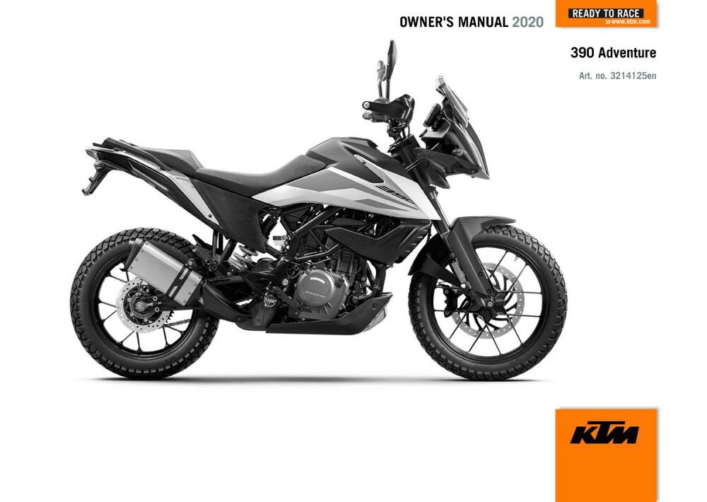 KTM Owners Manual ebook Guide 2020 390 Adventure AR, BR, CN, CO, MY, PH, TH