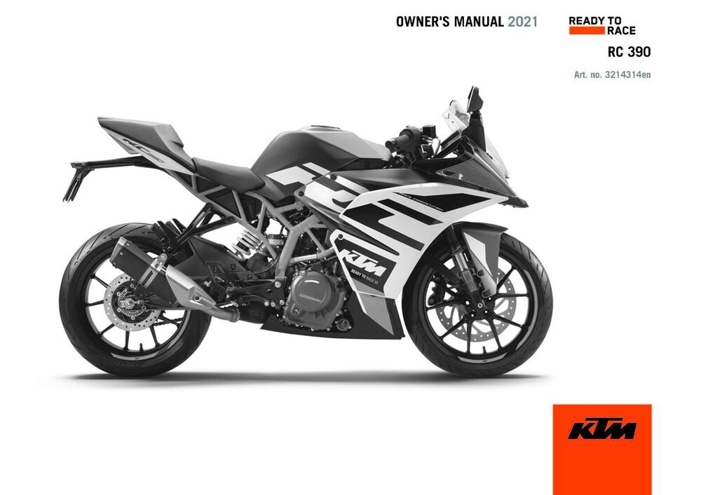 KTM Owners Manual ebook Guide 2021 RC 390 For Countries BD, EU, AU, TH, JP & CN
