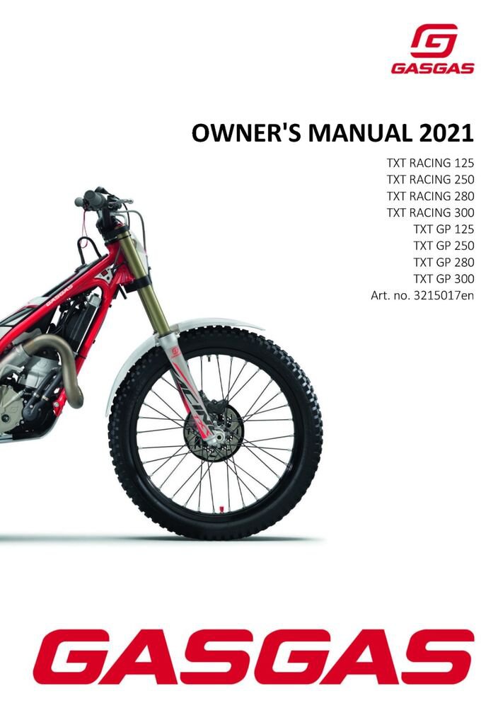 GAS GAS GASGAS Owners Manual ebook Guide 2021 TXT RACING 125 US