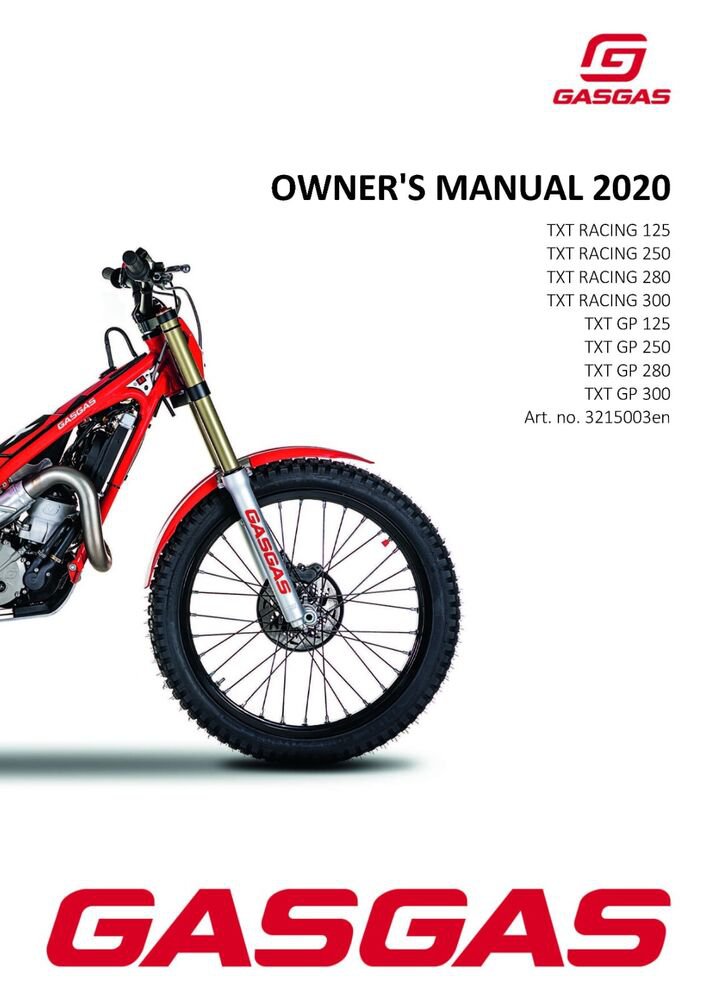 GasGas Gas Gas Owners Manual ebook Guide 2020 TXT RACING 300 US