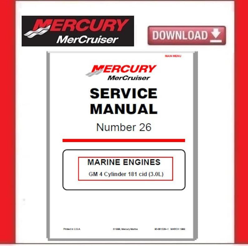 MERCURY MerCruiser Service Manual #26 GM 4 Cylinder Engine pdf Download
