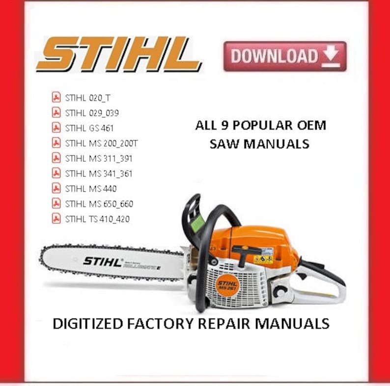 STIHL Chainsaws 9 Popular Service Repair Manuals pdf download