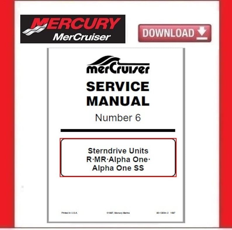 MERCURY MerCruiser Service Manual #6 Alpha One Sterndrives pdf Download