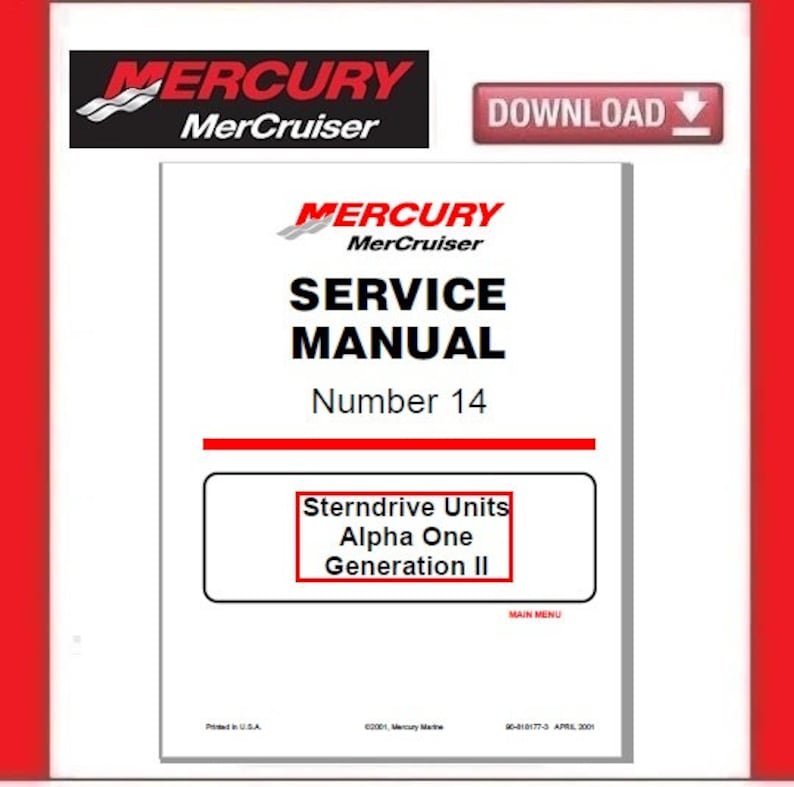 MERCURY MerCruiser Service Manual #14 Alpha One Sterndrives II pdf Download