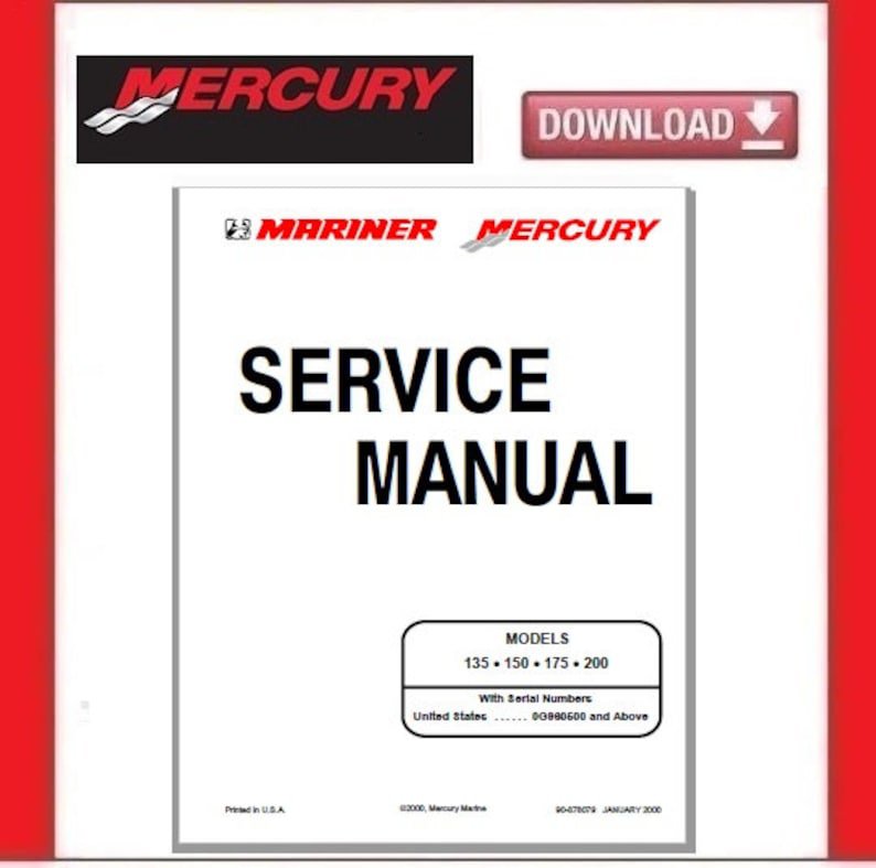 MERCURY Mariner 135 &acirc;�&cent; 150 &acirc;�&cent; 175 &acirc;�&cent; 200hp Engines Service Manual pdf Download