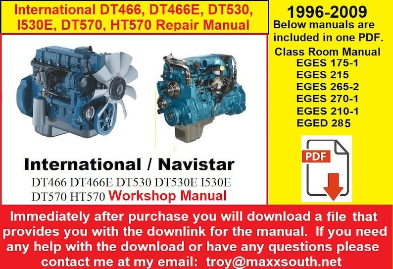International Navistar DT466-HT570 Repair Service & Workshop Manual (1996-2009)