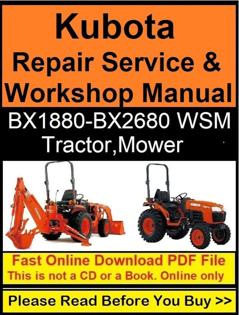 Kubota Repair Service (BX1880, BX2380, RCK60B-23BX, RCK54-23BX, RCK60D-26BX, RCK54D-26BX)