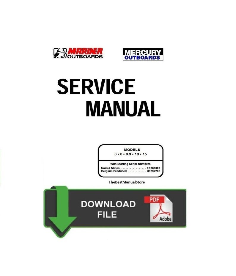 Mercury Mariner 6,8,9.9,10,15hp 2 Stroke Service / Repair Shop Manual