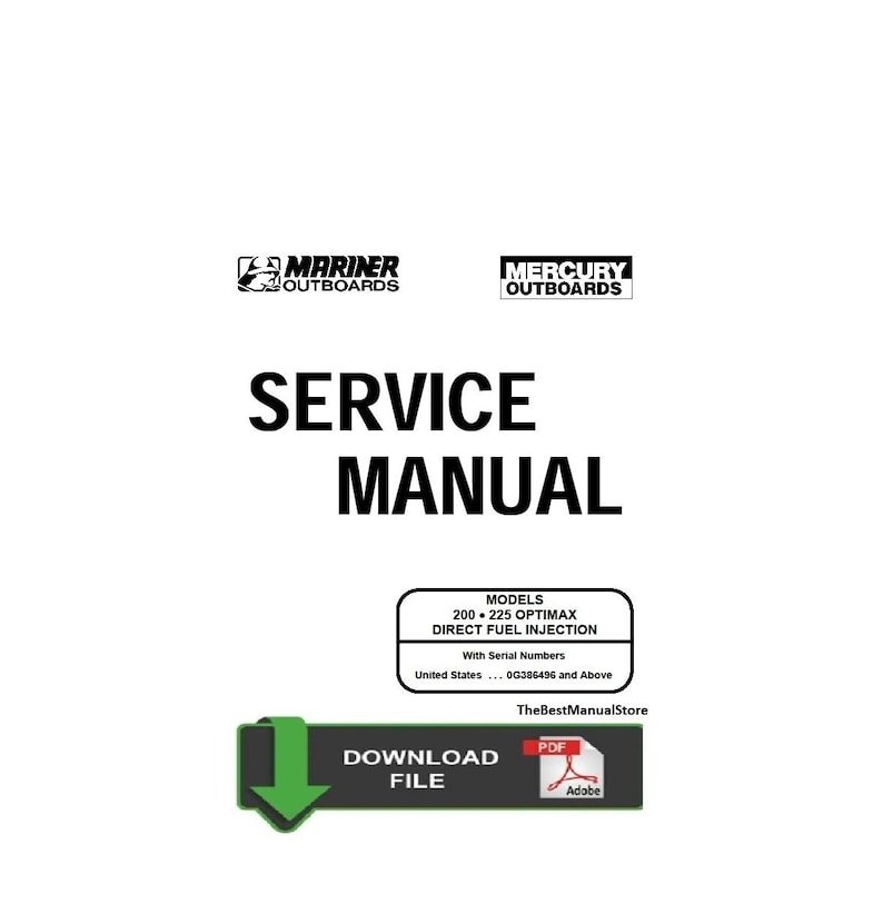 Mercury 200 225hp OptiMax Direct Fuel Injection Service Shop & Repair Manual
