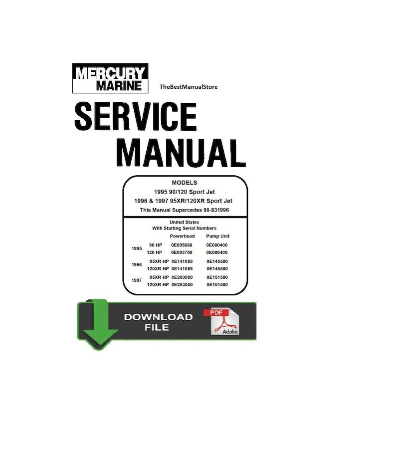 Mercury 90,95,120hp Sport Jet Service Shop & Repair Manual