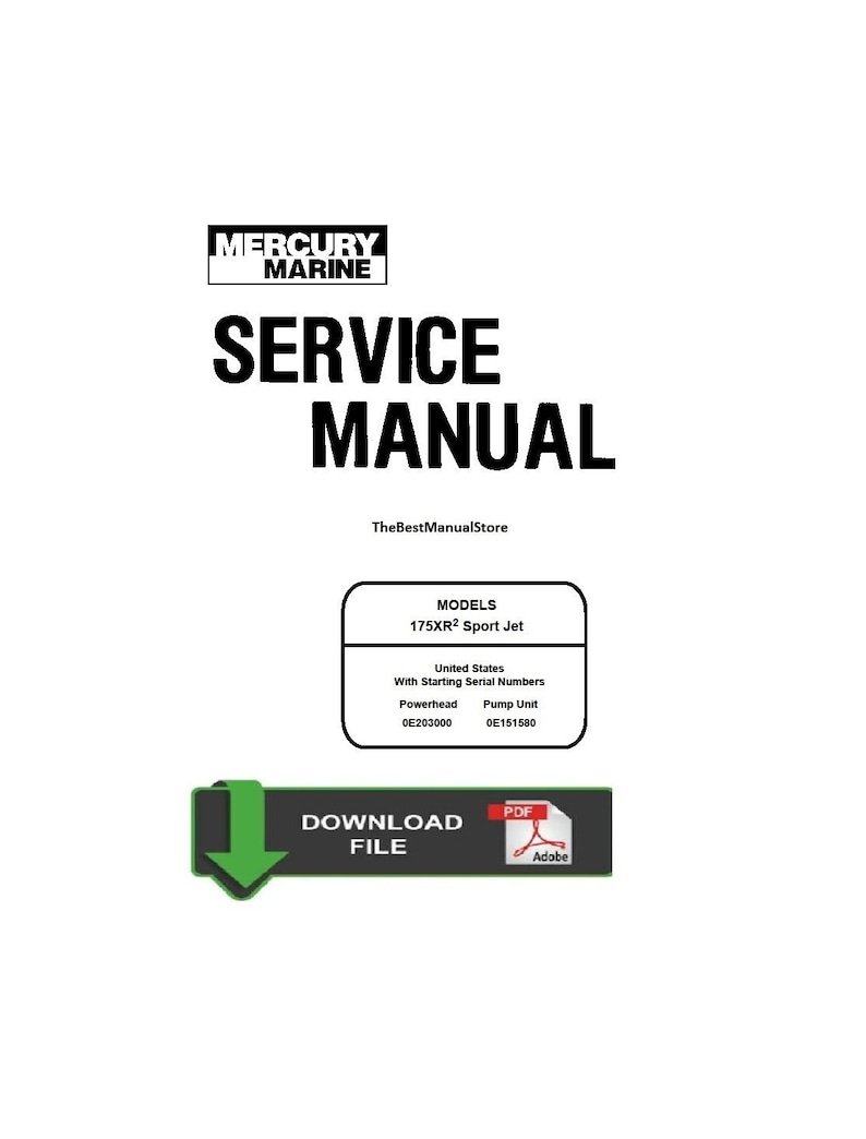 Mercury 175hp XR2 Sport Jet Service Shop & Repair Manual