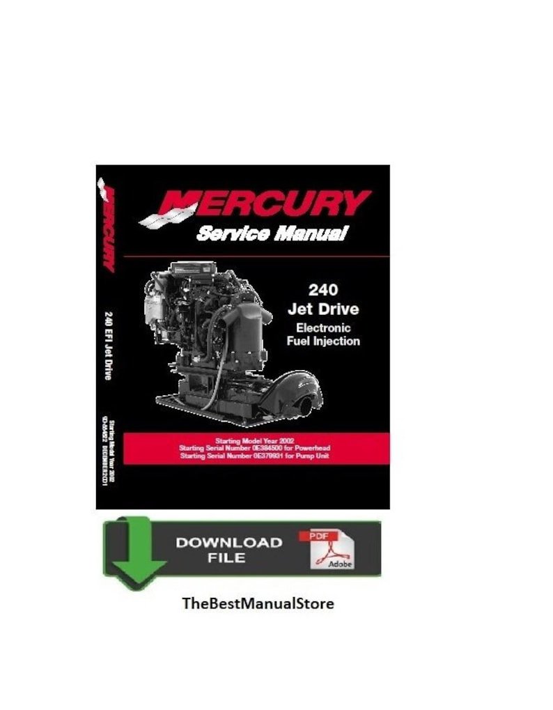 Mercury 240hp EFI Jet Drive Service Shop & Repair Manual