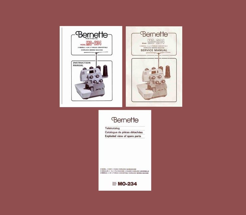 Bernette MO-234 Serger Instruction /Service manual & Parts List
