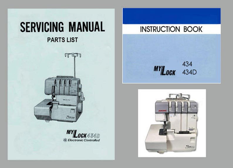 MyLock 434D Instruction,Service Manual/PartsList EBook*Janome My Lock Serger Overlock