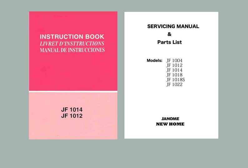 JF 1012, JF 1014 Janome New Home Instruction, Service repair manual