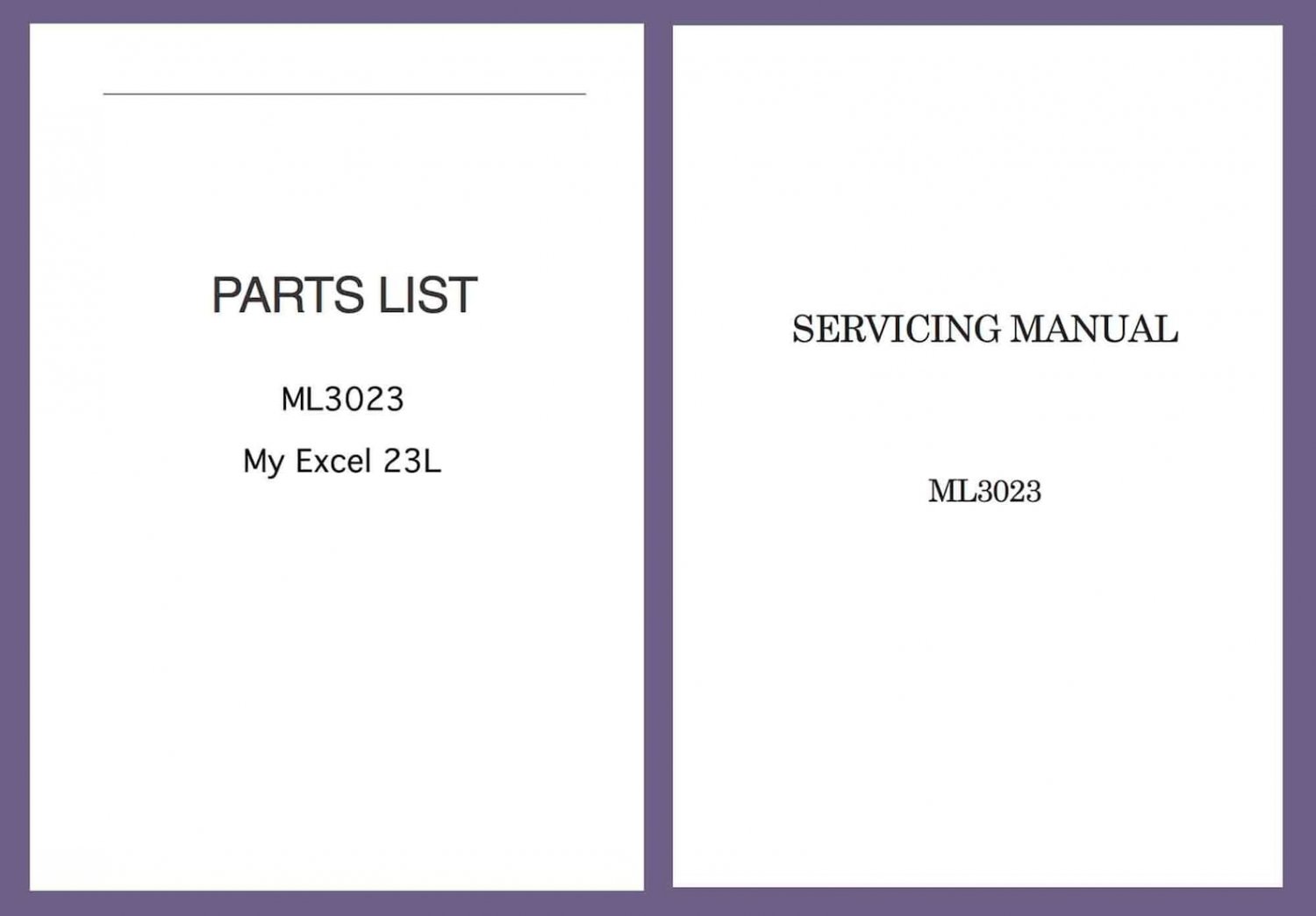 ML3032, My Excel 23L Janome New Home Service repair manual /Schematics