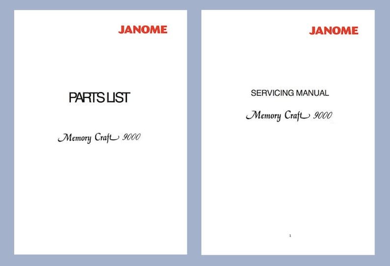 JANOME Memory Craft MC9000 MC-9000 Sewing Embroidery machine Service Repair manual