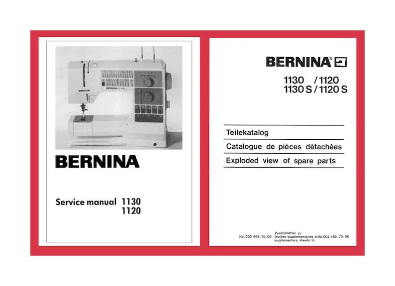Bernina 1120, 1130 Sewing Machine Service Manual & Spare Parts EBook