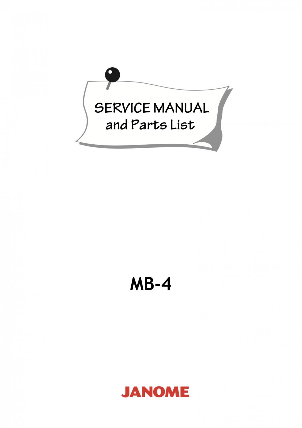 JANOME MB-4 MB4 Service Repair manual & Parts List * Four Needles embroidery machine