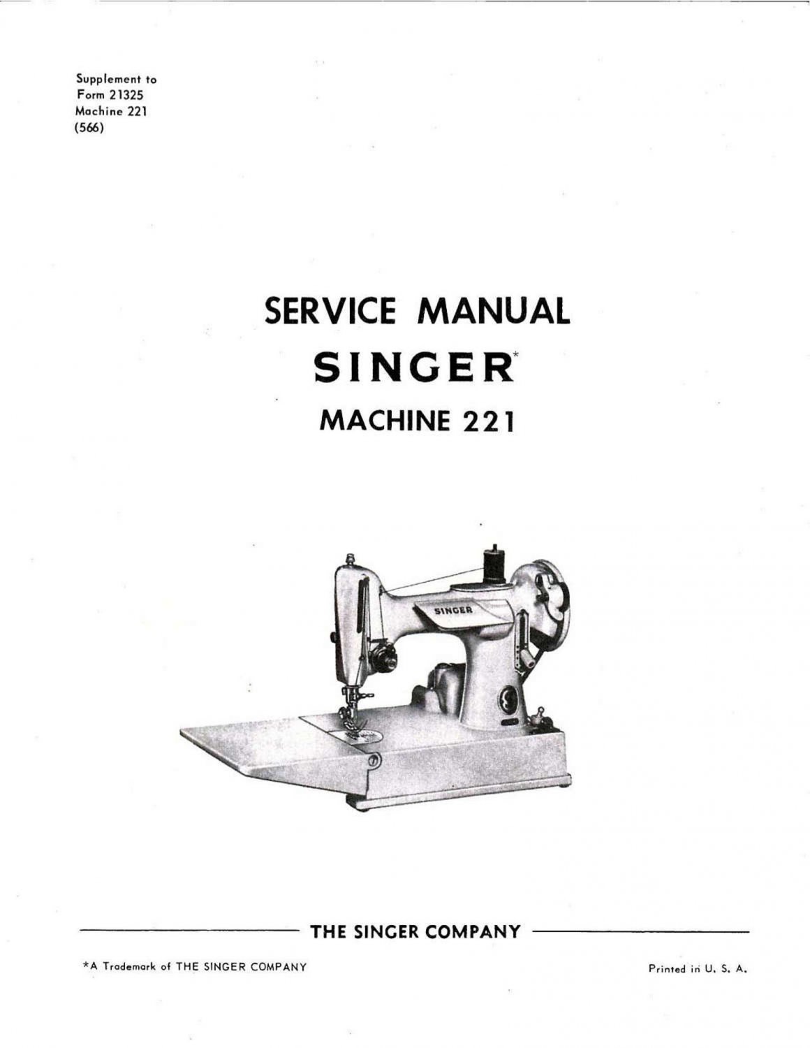 Service Manual  Vintage Singer Featherweight 221 221k1 222k1 221k4 221k5 Repair Adjusters EBook