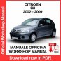 WORKSHOP MANUAL SERVICE REPAIR CITROEN C3 (2002-2009) (EN)