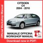 WORKSHOP MANUAL SERVICE REPAIR CITROEN C4 (2004-2010) (EN)