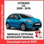 WORKSHOP MANUAL SERVICE REPAIR CITROEN C3 (2009-2016) (EN)